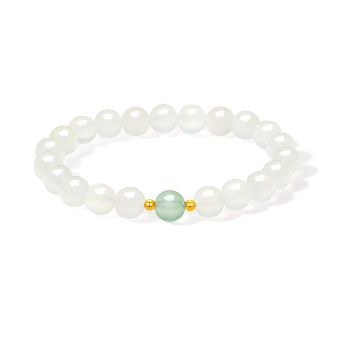 18K Gold Beaded Bracelet Chalcedony 0.03-0.05g J1915934