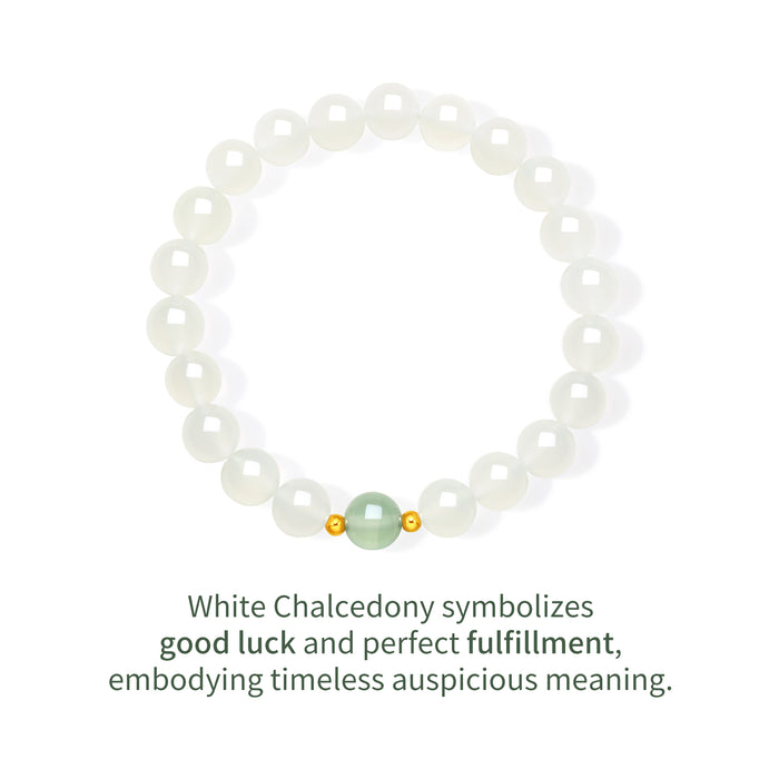 18K Gold Beaded Bracelet Chalcedony 0.03-0.05g J1915934