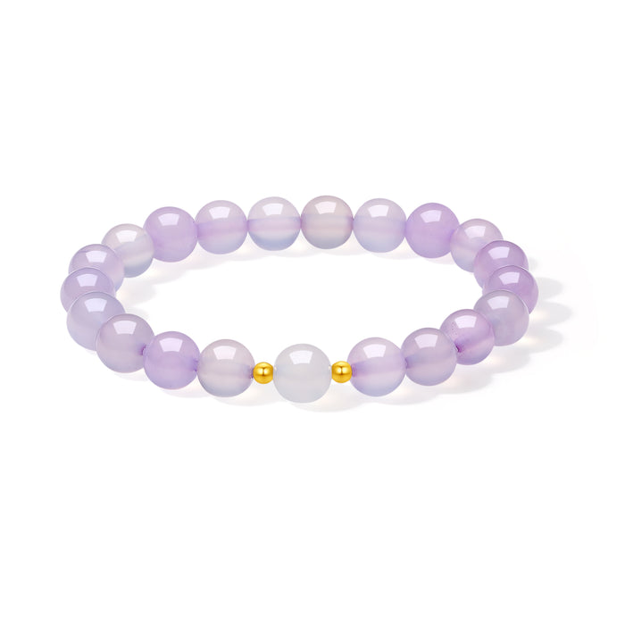 18K Gold Beaded Bracelet Chalcedony 0.03-0.05g J1915935
