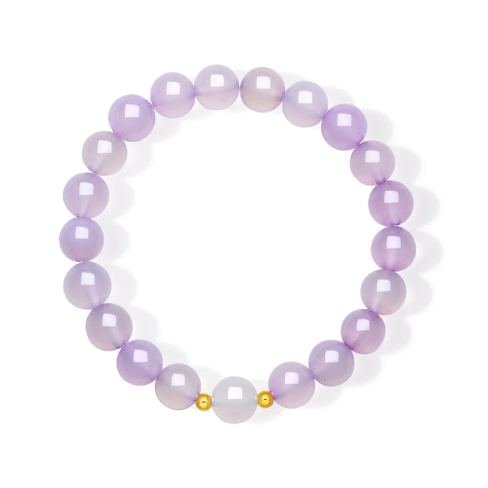 18K Gold Beaded Bracelet Chalcedony 0.03-0.05g J1915935