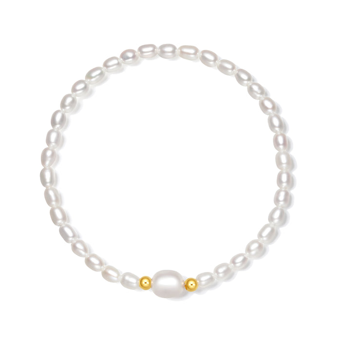 18K Gold Beaded Bracelet Pearl 0.02-0.06g X1913024