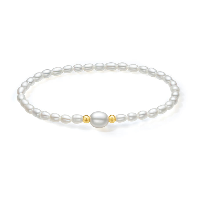 18K Gold Beaded Bracelet Pearl 0.02-0.06g X1913024