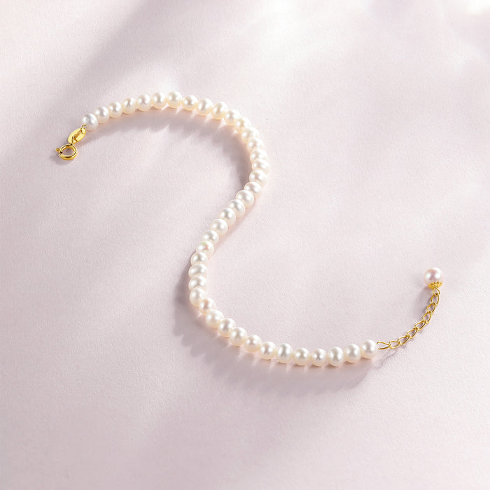 18K Gold Chain Bracelet Pearl 0.22-0.25g X078933