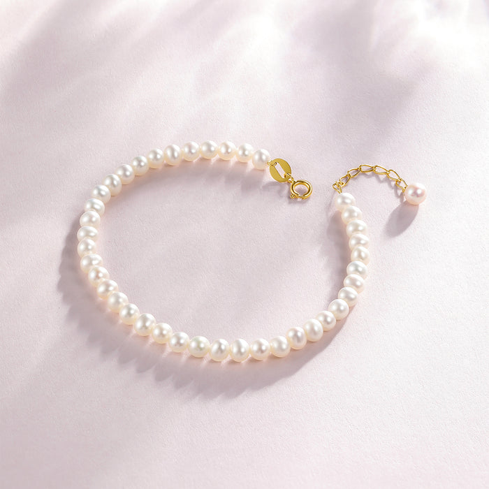 18K Gold Chain Bracelet Pearl 0.22-0.25g X078933
