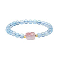 18K Yellow Gold Beaded Bracelet Aquamarine 6-6.5mm Agate   Pixiu 0.02-0.06g C1913746