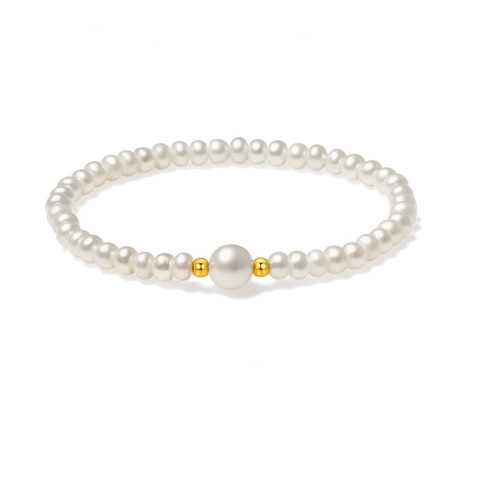 18K Yellow Gold Beaded Bracelet Freshwater Pearl 7-8mm 4.5-5.3mm 0.02-0.06g X1912917