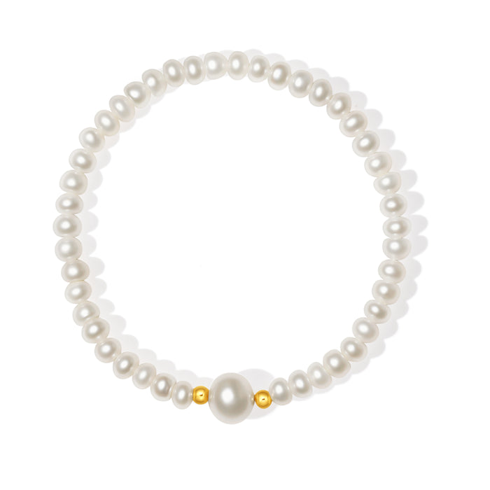 18K Yellow Gold Beaded Bracelet Freshwater Pearl 7-8mm 4.5-5.3mm 0.02-0.06g X1912917