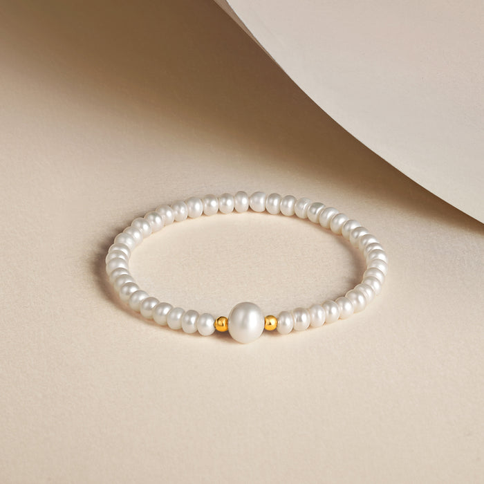 18K Yellow Gold Beaded Bracelet Freshwater Pearl 7-8mm 4.5-5.3mm 0.02-0.06g X1912917