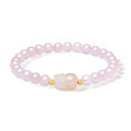 18K Yellow Gold Beaded Bracelet Rose Quartz 6-6.5mm Agate   Pixiu 0.02-0.06g C1913745