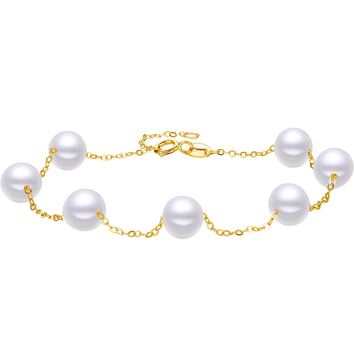 18K Yellow Gold Chain Bracelet Pearl 5.5-6mm 0.3-0.5g KHPB072728