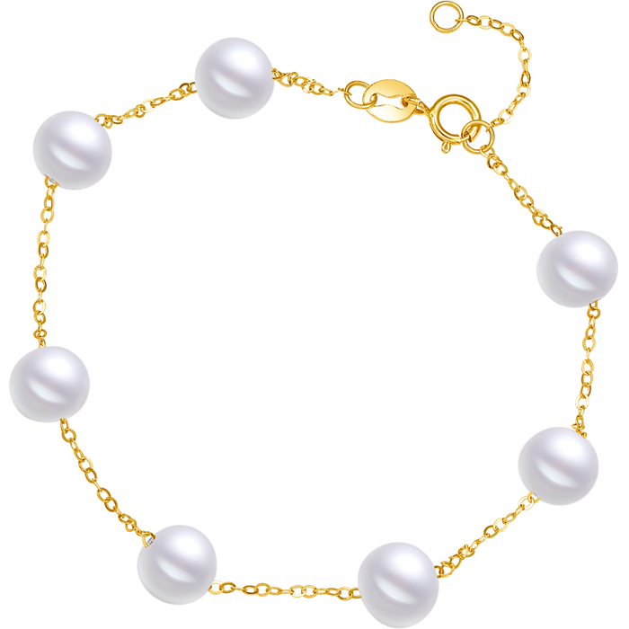 18K Yellow Gold Chain Bracelet Pearl 5.5-6mm 0.3-0.5g KHPB072728