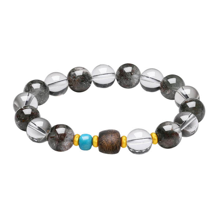 24K Gold Beaded Bracelet Crystal 9.8-10.3mm Turquoise 0.2-0.4g J1916129
