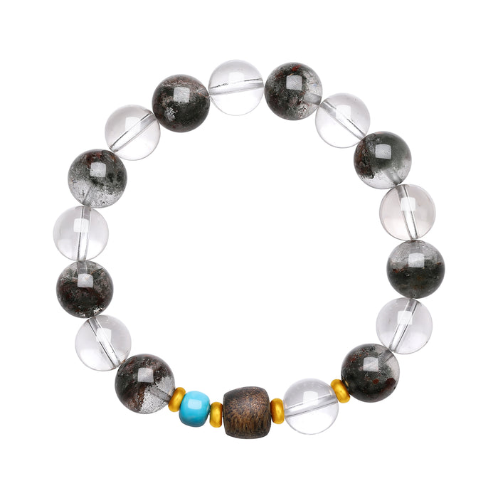 24K Gold Beaded Bracelet Crystal 9.8-10.3mm Turquoise 0.2-0.4g J1916129