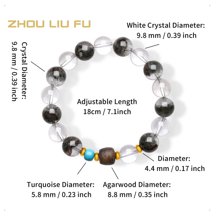 24K Gold Beaded Bracelet Crystal 9.8-10.3mm Turquoise 0.2-0.4g J1916129