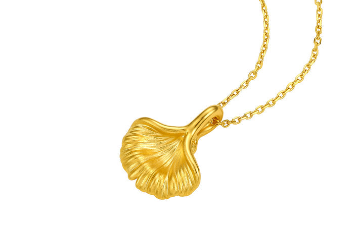 24K Gold Pendant Ginkgo leaf 0.2-0.26g A048975