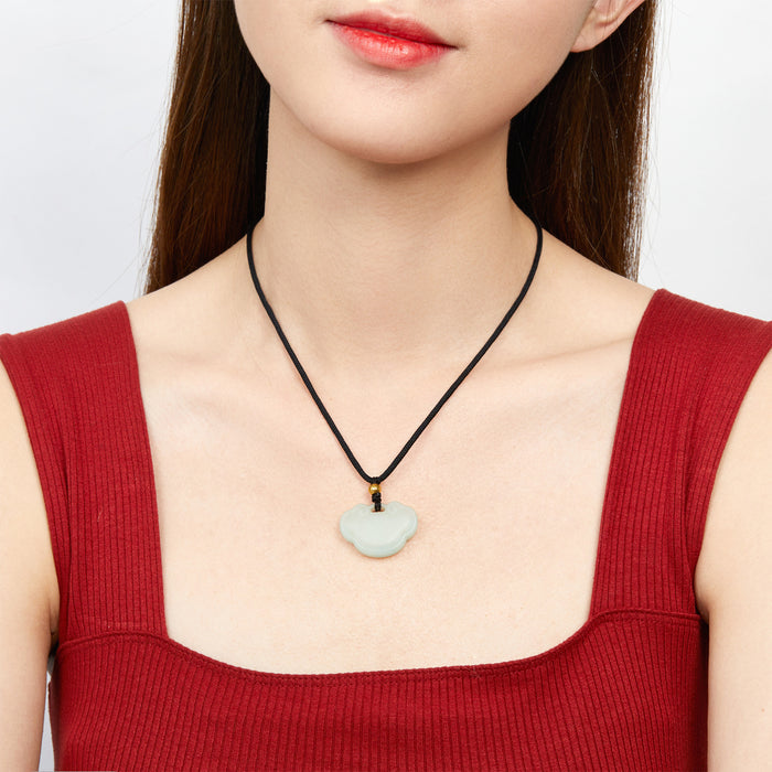 999.9 24K Gold Pendant Necklace Hetian Jade 0.09-0.11g Ruyi Y048706