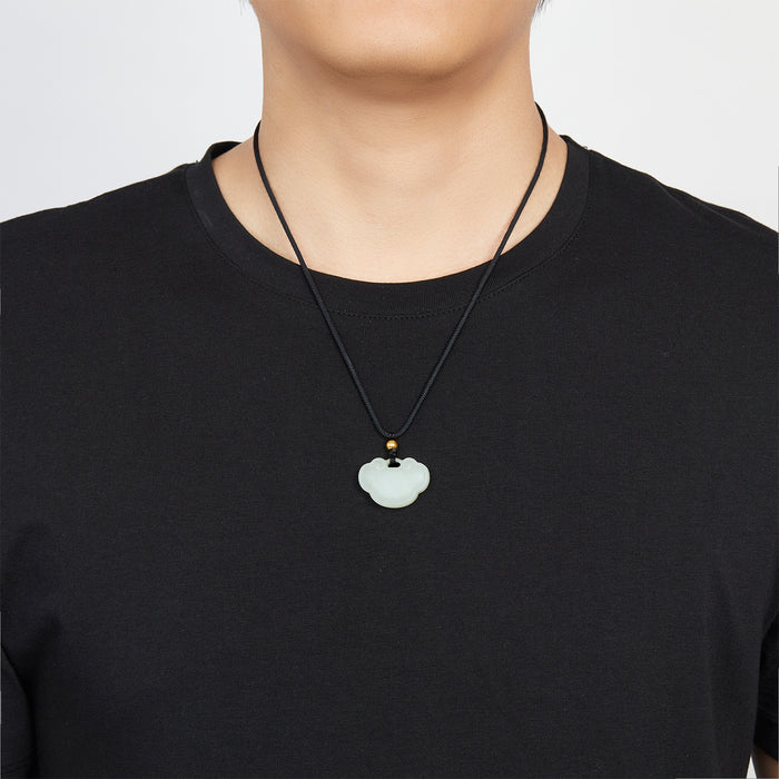 999.9 24K Gold Pendant Necklace Hetian Jade 0.09-0.11g Ruyi Y048706
