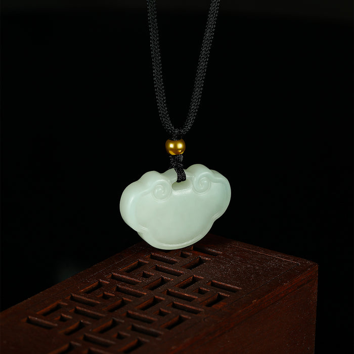 999.9 24K Gold Pendant Necklace Hetian Jade 0.09-0.11g Ruyi Y048706