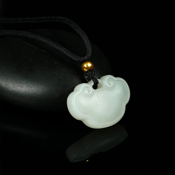 999.9 24K Gold Pendant Necklace Hetian Jade 0.09-0.11g Ruyi Y048706