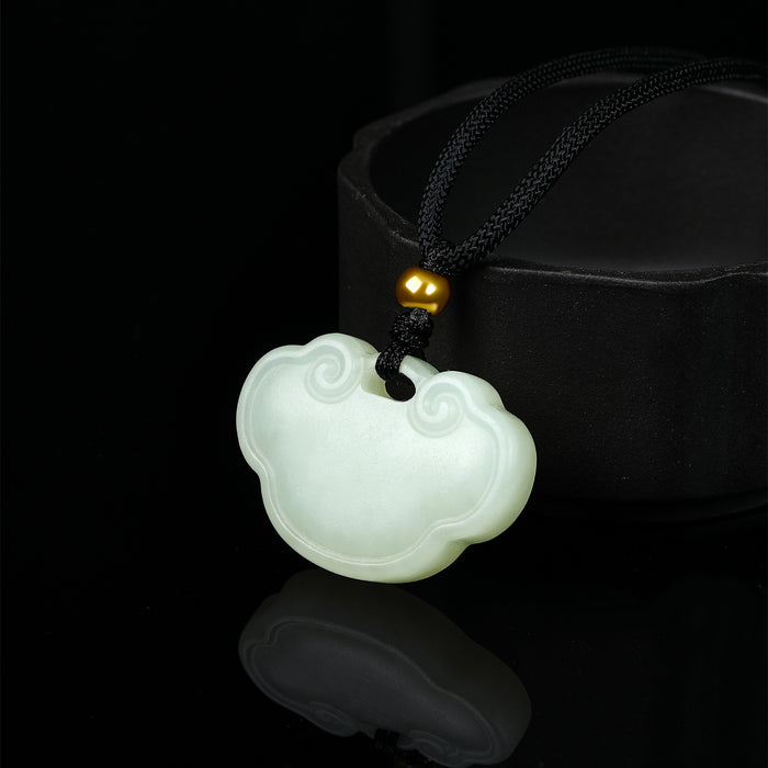 999.9 24K Gold Pendant Necklace Hetian Jade 0.09-0.11g Ruyi Y048706