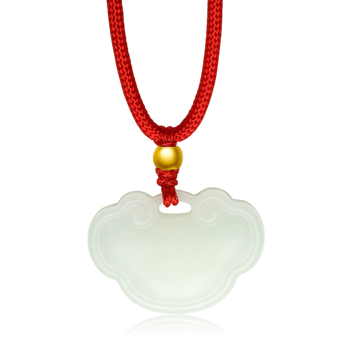 999.9 24K Gold Pendant Necklace Hetian Jade 0.09-0.11g Ruyi Y048707