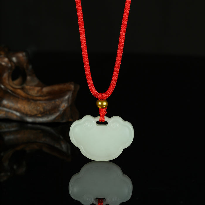 999.9 24K Gold Pendant Necklace Hetian Jade 0.09-0.11g Ruyi Y048707