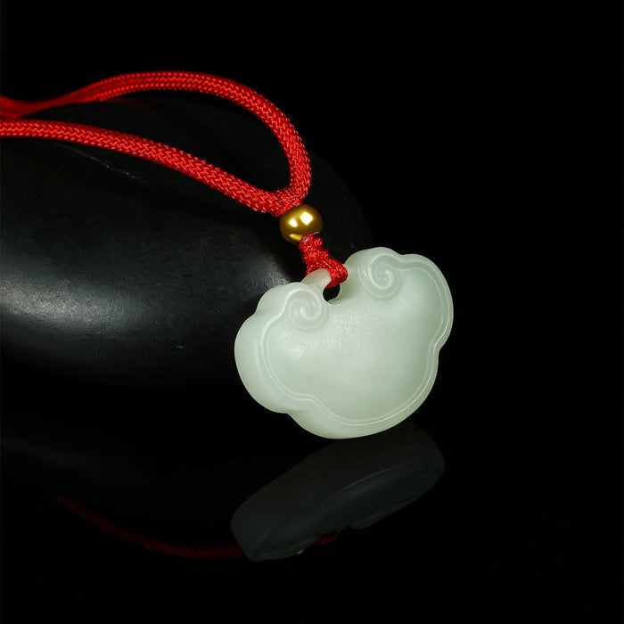 999.9 24K Gold Pendant Necklace Hetian Jade 0.09-0.11g Ruyi Y048707