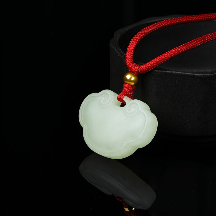 999.9 24K Gold Pendant Necklace Hetian Jade 0.09-0.11g Ruyi Y048707