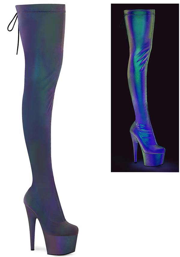 Pleaser ADORE-3008REFL [Green-Purple] - Front View