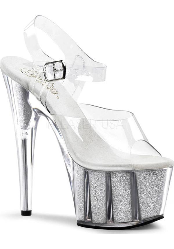 Pleaser ADORE-708G [Clear/Silver Glitter] - Product Image