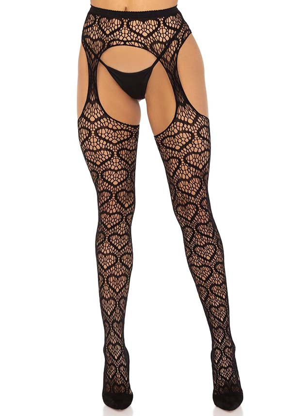 LEG AVENUE Amore Heart Net | SUSPENDER PANTYHOSE - Detail 2