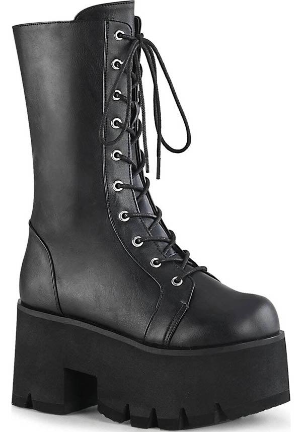 DEMONIA ASHES-105 [Black] | BOOTS [PREORDER] - BOOTS - Front View