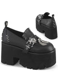 DEMONIA ASHES-38 [Black] | PLATFORM LOAFER [PREORDER] - PLATFORMS - Front View