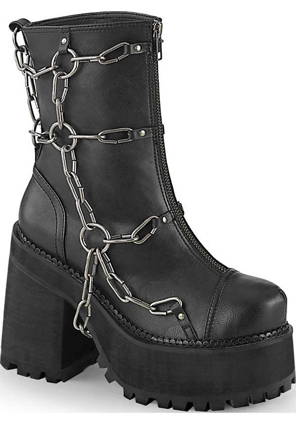 DEMONIA ASSAULT-66 [Black] | BOOTS [PREORDER] - BOOTS - Front View