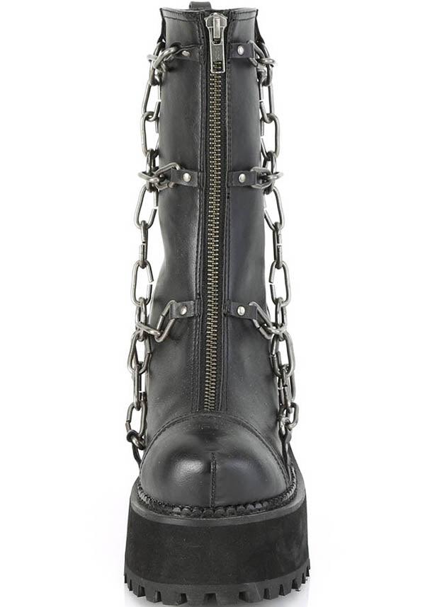 DEMONIA ASSAULT-66 [Black] | BOOTS [PREORDER] - BOOTS - Back View