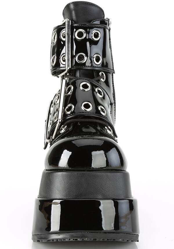 DEMONIA BEAR-104 [Black Patent] | PLATFORM BOOTS [PREORDER] - BOOTS - Back View