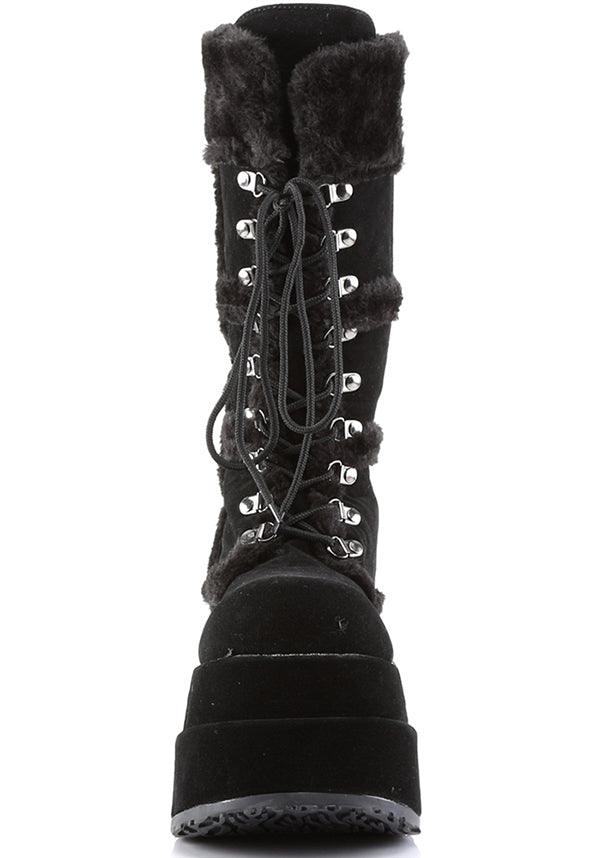 DEMONIA BEAR-202 [Black] | PLATFORM BOOTS [PREORDER] - BOOTS - Back View