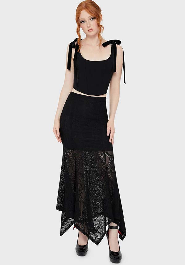 KILLSTAR Belladonna Lace | MAXI SKIRT - SKIRTS - Back View