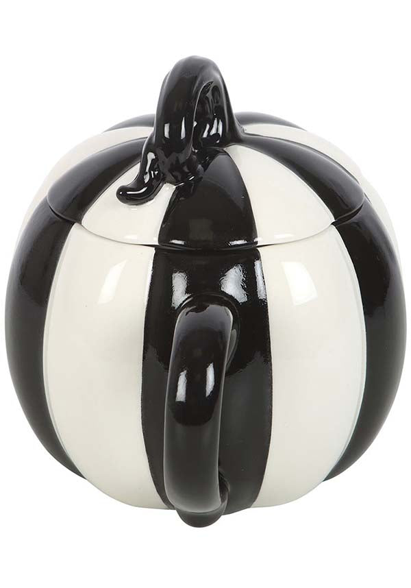 GOTHIC GIFTS Black and White Striped Pumpkin | MUG WITH LID - Detail 3
