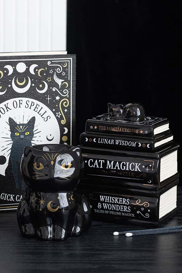 Black Cat Book Stack | OIL BURNER [With Cat]