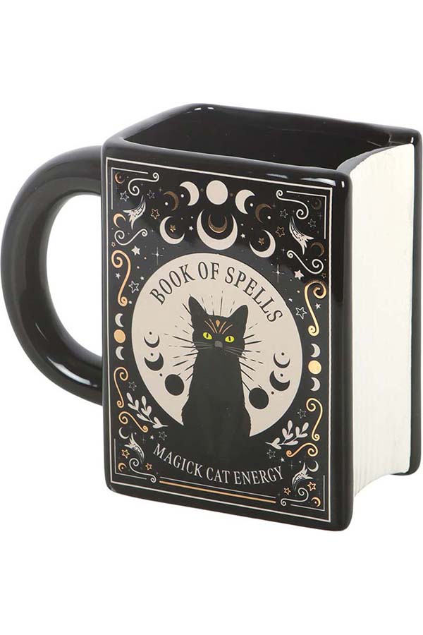 Black Cat Magick Book Of Spells Book Shaped | MUG