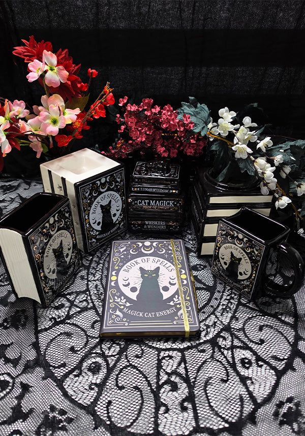 Black Cat Magick Book Of Spells Book Shaped | MUG