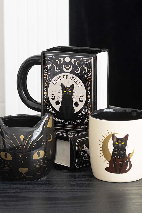 Black Cat Magick Book Of Spells Book Shaped | MUG