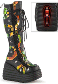 DEMONIA BLAZE-152 [Black] | Platform Boots [PREORDER] - BOOTS - Front View