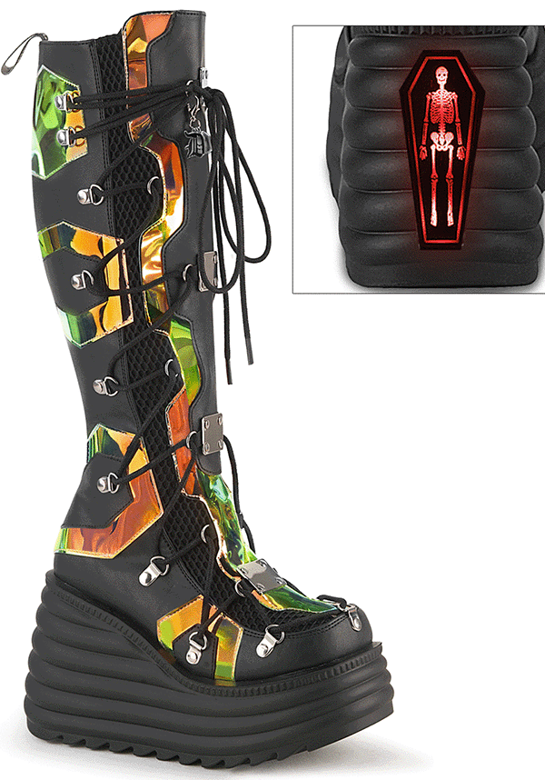 DEMONIA BLAZE-152 [Black] | Platform Boots [PREORDER] - BOOTS - Front View