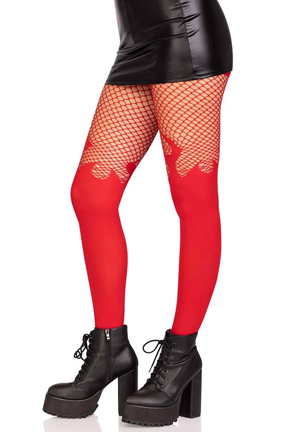 LEG AVENUE Blaze Opaque [Red] | TIGHTS - Back