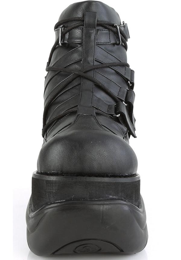 DEMONIA BOXER-13 [Black] | PLATFORMS [PREORDER] - BOOTS - Back View