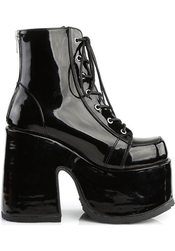DEMONIA CAMEL-203 [Black Patent] | PLATFORM BOOTS [PREORDER] - BOOTS - Detail 3