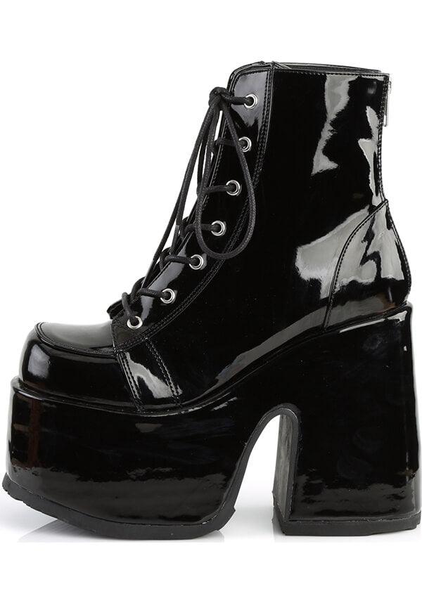 DEMONIA CAMEL-203 [Black Patent] | PLATFORM BOOTS [PREORDER] - BOOTS - Detail 4