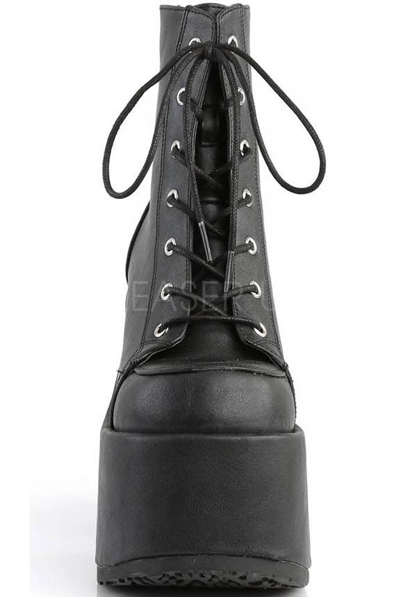 DEMONIA CAMEL-203 [Black] | PLATFORM BOOTS [IN STOCK] - BOOTS - Back View